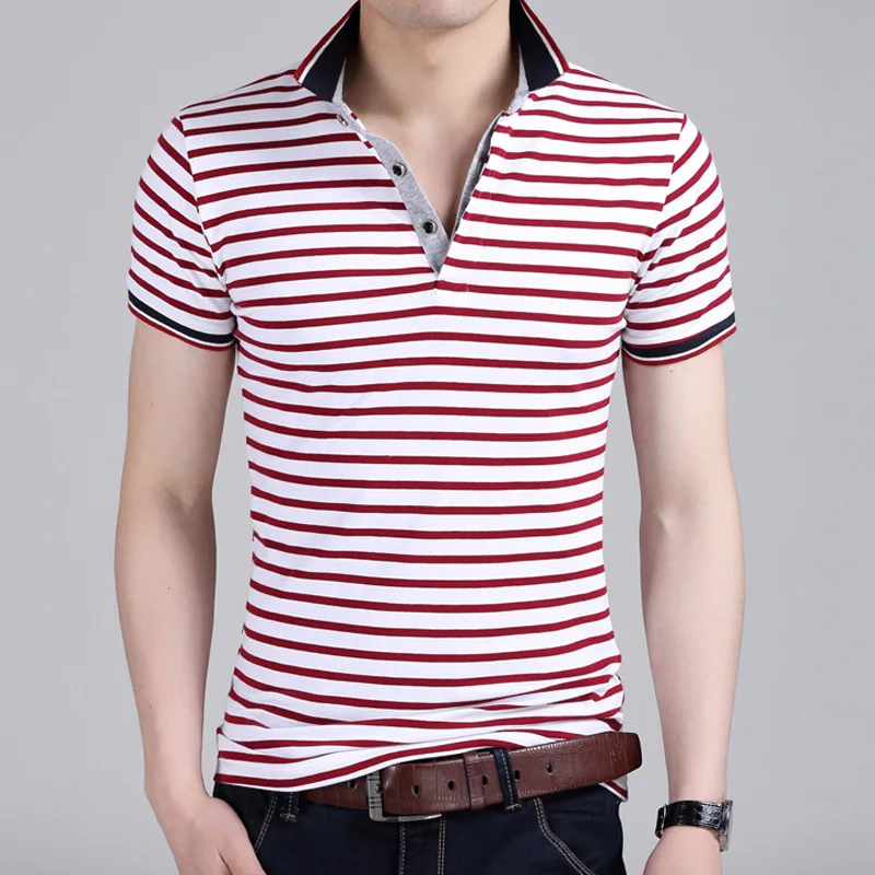 Мужская Хлопковая полосатая рубашка с короткими рукавами и отворотами тонкая весенняя Молодежная Весенняя и летняя стильная рубашка размер XL 2XL