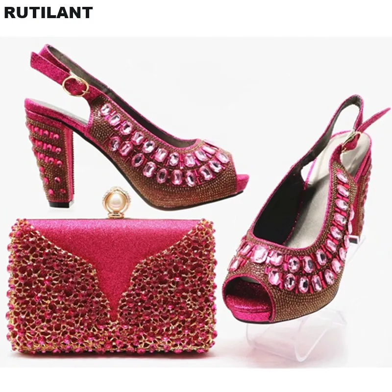 

Latest Italian Designer Shoes and Bags Matching Set Summer High Heeled Shoes for Women Shoes and Bag Set African Sets 2019