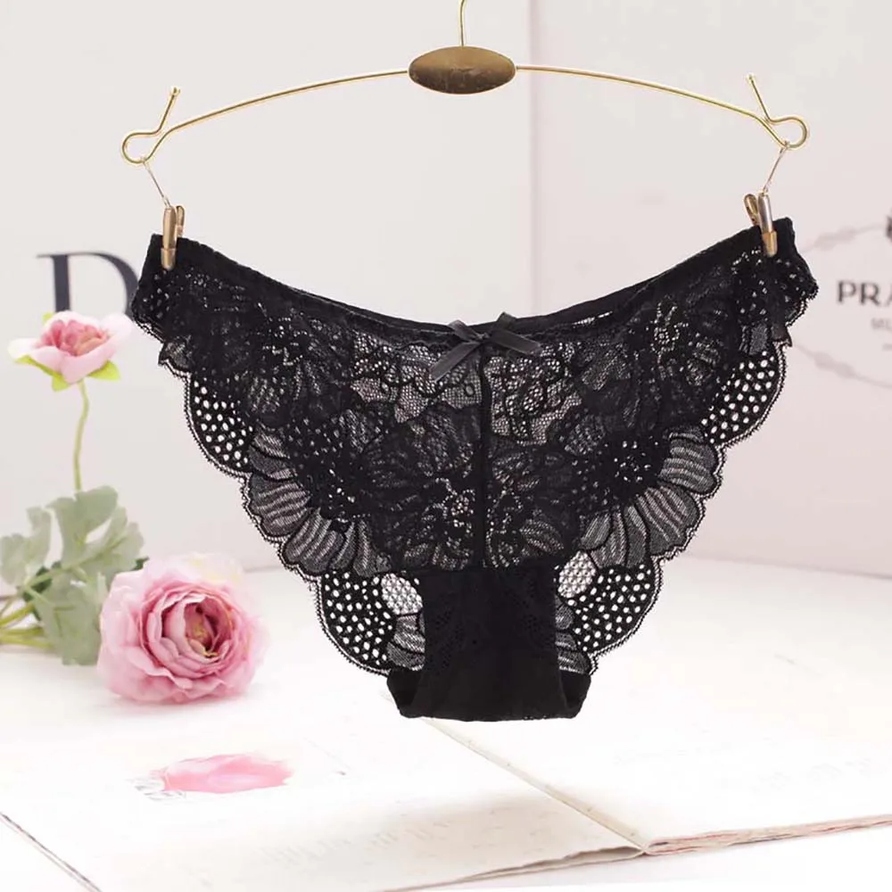 Hot Sale Sexy Women Lace Flowers Low Waist Underwear Panties G-string Lingerie Thongs bragas traceless crotch briefs WS&&40