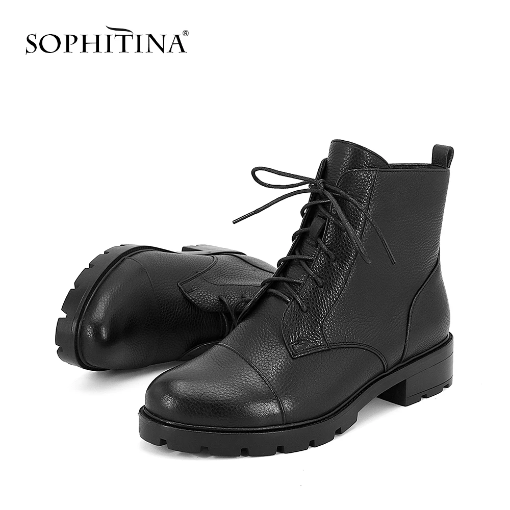 SOPHITINA/Ботильоны удобные и стильные из натуральной кожи черного цвета. Ботинки