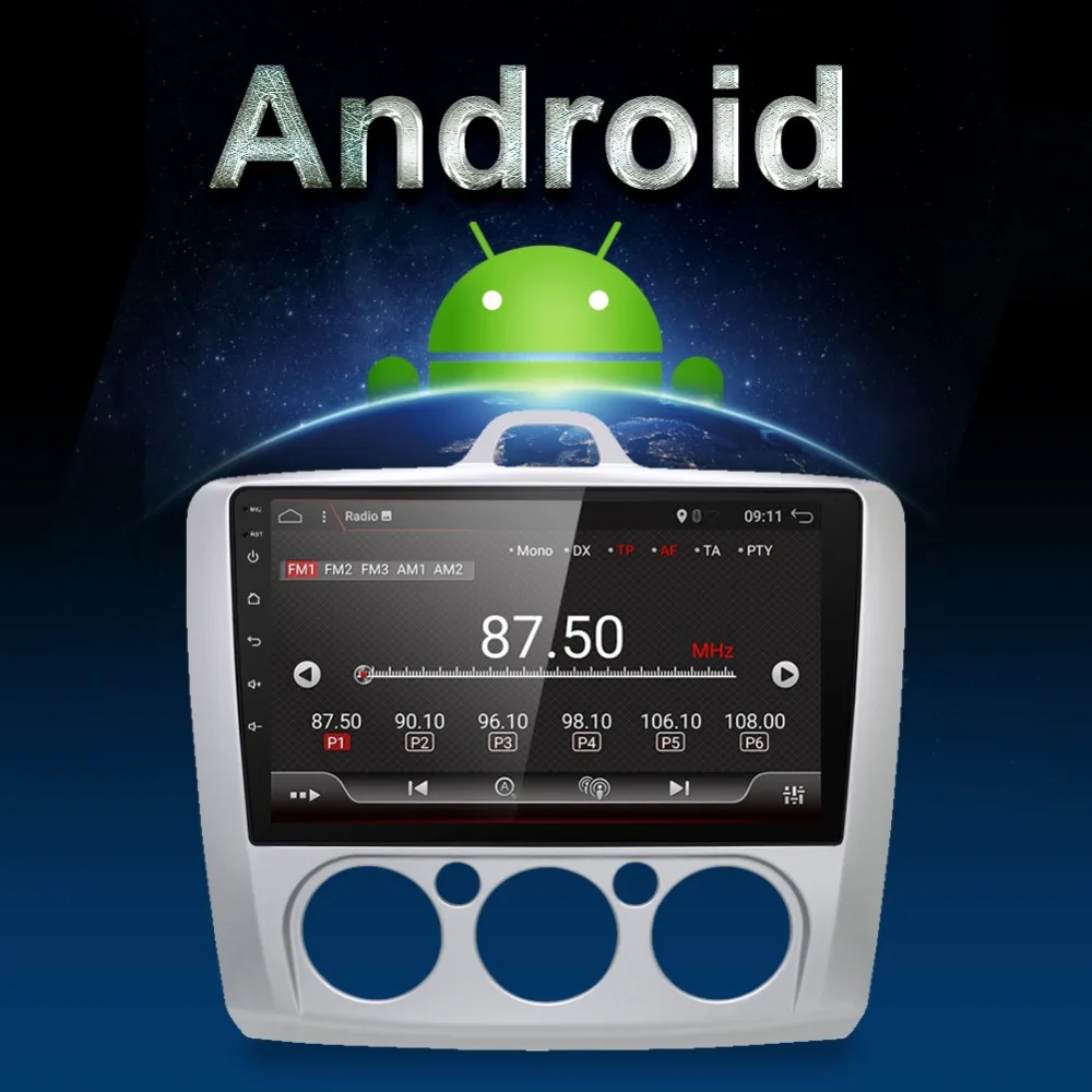 

2din 9 Inch Android 7.1 2g+16g Car Dvd Gps For Ford Focus 2009 With Wifi/gps Navi/fm/am Radio/bluetooth/multimedia