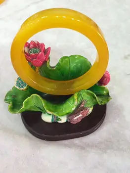 

Koraba Fine Jewelry Yellow 100% Chinese Grade Natural Agate Jade Gems Bracelet Bangle Free Shipping