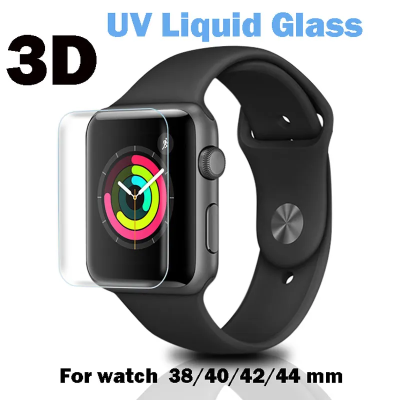 

3D UV Glue Tempered Glass For Apple Watch 38mm 42mm 40mm 44mm Screen Protector For Apple Watch 4 3 2 1 Series HD Full Cover film