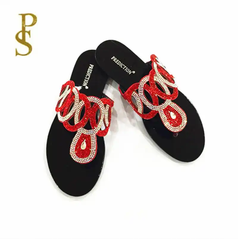 red sparkle flats womens