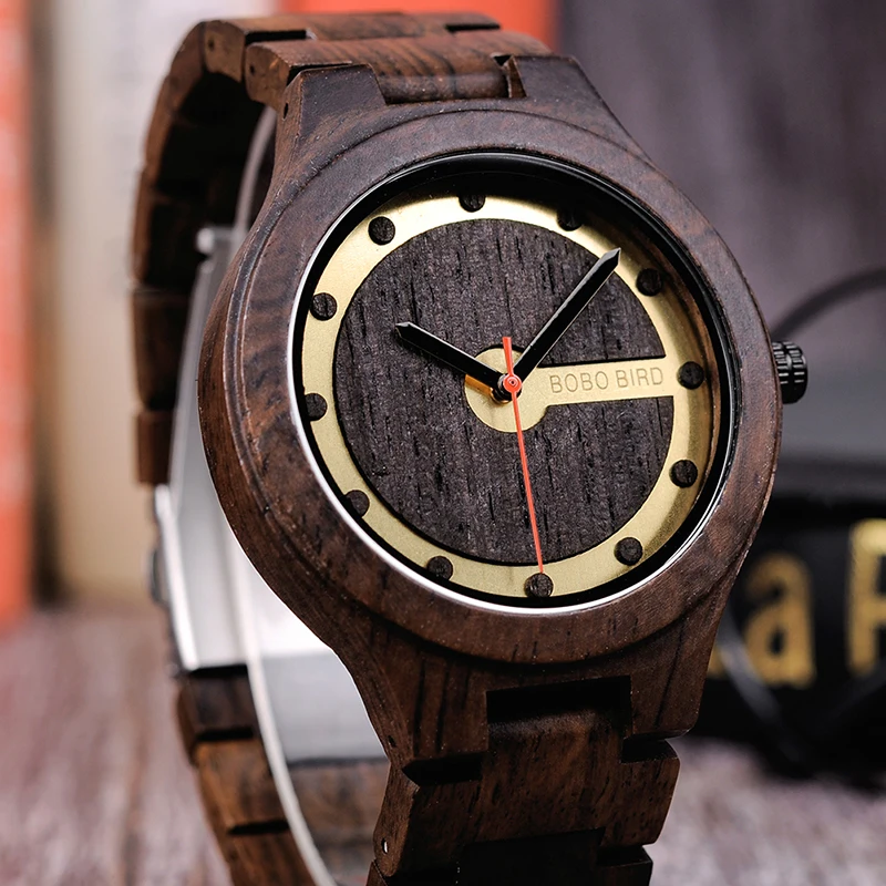 BOBO BIRD Timepieces Men Wooden Watch with Dial Sport New Design Wristwatch Relogio Masculino in Wooden Box Accept Drop Shipping