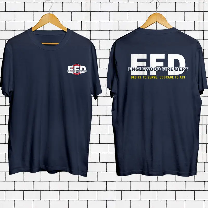 

EFD Englewood Fire Dept Firefighter Fire Service Navy t shirt
