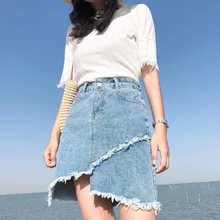 Для женщин Джинсовые юбки Лето Асимметричный модные Мини-юбки Высокая Талия Винтаж Джинсовые шорты женские#5106