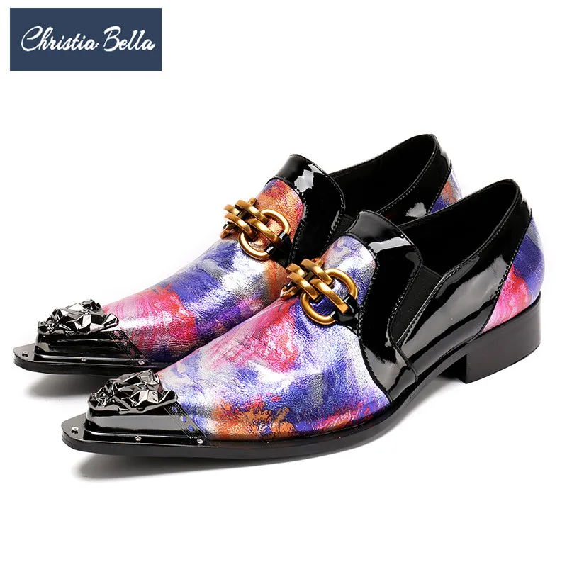 

Christia Bella New Fashion Italian Party Wedding Men Shoes Multicolor Genuine Leather Men Dress Shoes Business Formal Shoes