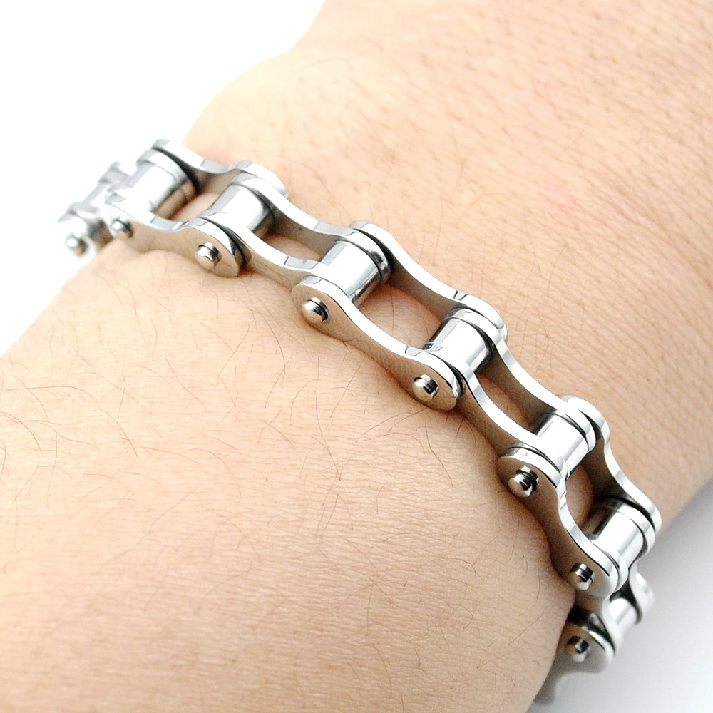 Панк Байкер 316L Нержавеющая сталь Мужской Браслет Модные ювелирные изделия велосипед цепь браслет ювелирные изделия KB017