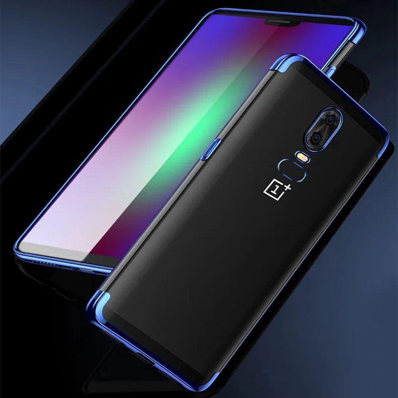 

For One plus 7 6T 6 5t 5 Phone Case Plating Transparent TPU Three-Stage Engraving Protective Cover Silicone all-inclusive Shell