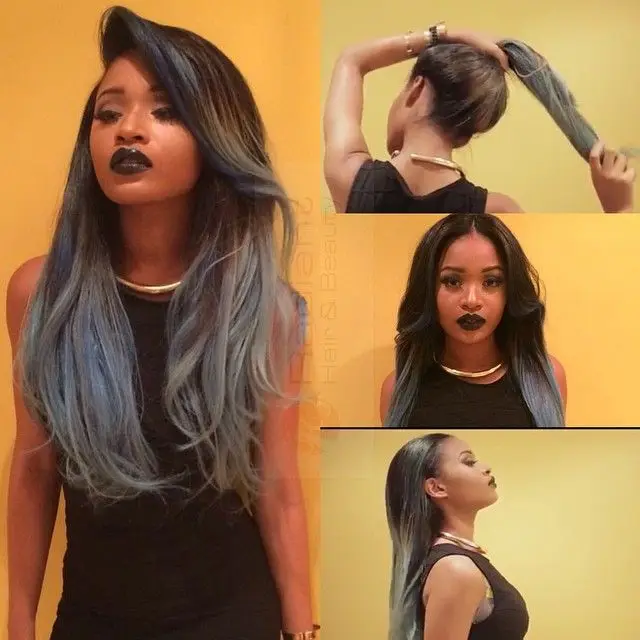 Natural Straight Hair Lace Front Wig For Black Woman Ombre 1b