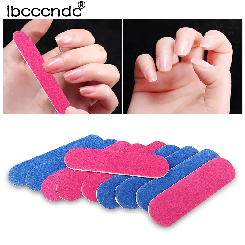 10pcs Double Color Mini Nail File Pedicure Buffer Sanding Files Wood Crescent Sandpaper