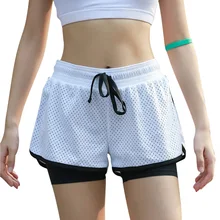 Женщин Шорты для Бега для Фитнес-Тренировки Тренажерный Зал Yoga Спортивные Шорты тренажерный зал Работает Шорты для Женщины Досуг Эластичный Днища 2 в 1