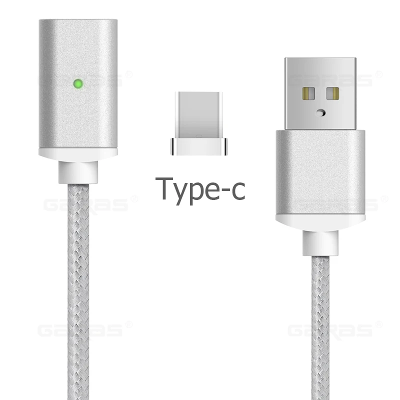 GARAS usb type C/Micro USB/для iphone Магнитный кабель USB-C/type-C быстрое зарядное устройство магнитный кабель для iphone/ipad кабель для мобильного телефона - Цвет: silver type c