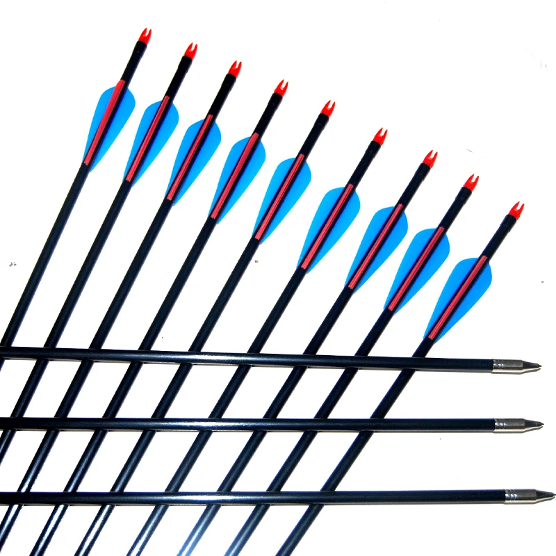 24pcs Fiber Glass Shaft Arrows 8mm Practice Archery Arrows with Points