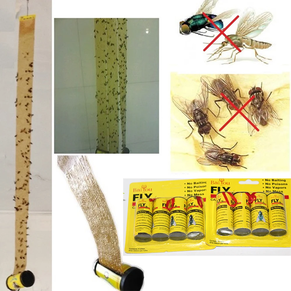 

4 Rolls Strong Flies Traps Bugs Sticky Glue Paper Catching Aphid Insects Pest Killer Outdoor Fly Trap for Aphids Fungus