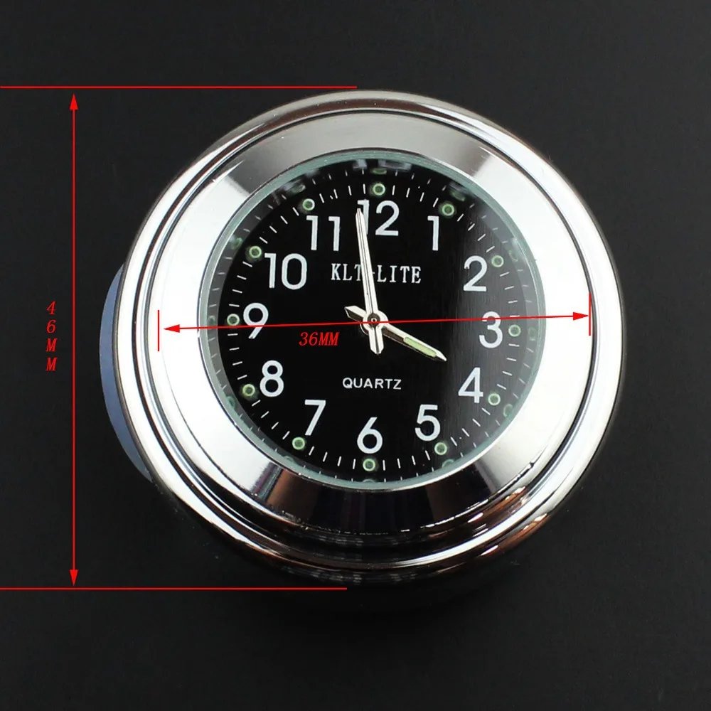 Black Motorcycle 7/8" Universal Waterproof Handlebar Bar Mount Clock