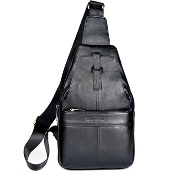 

New Men Genuine Leather First Layer Cowhide Cross Body Messenger Shoulder Fashion Casual Sling Chest Bag