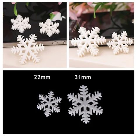 10Pcs Christmas Snowflake White Resin Flat Backs Craft Mini Xmas Decoration Supplies Merry Christmas Ornaments Happy New Year