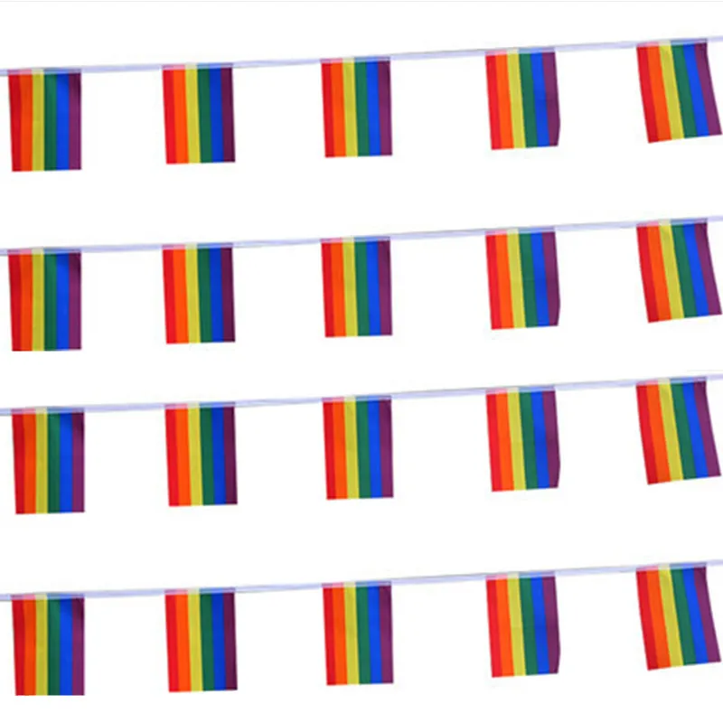 

Rainbow string Flags 20pcs/set 5.5M 14cmx21cm Rainbow Peace Flags Banner LGBT Pride LGBT Flag Lesbian Gay Parades string Flags