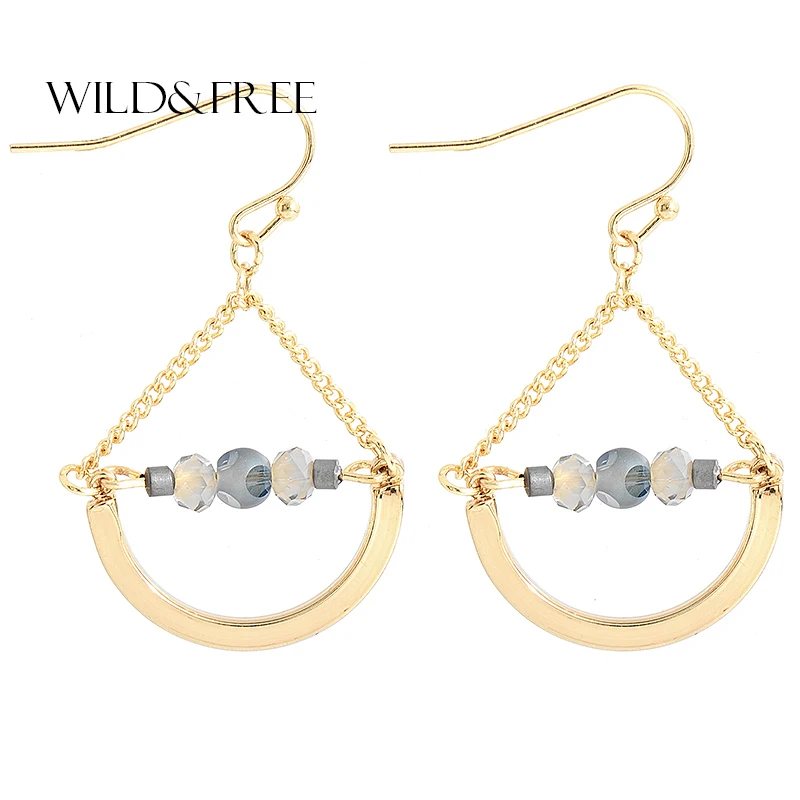 

2017 New Arrival Semicircle Drop Earrings Geometric Shape Earring for Women Fresh Style Glass Beads Dangle Earrings Jewelry Gift