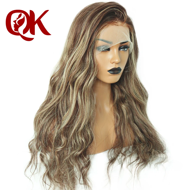 

QueenKing hair Front Lace Wig 180% Density Cami Color Balayage Ombre Wigs T4/4/24 Brazilian Remy hair Free Shipping Overnight
