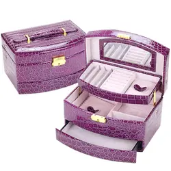 RU Высокое качество ювелирные изделия шкатулка коробка для ювелирных изделий изысканный макияж Чехол ювелирные изделия Органайзер
