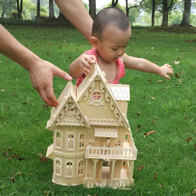 Деревянный DIY кукольный домик мини 3D стерео головоломка Собранный дом Миниатюрный Кукольный дом развивающие девочки ролевые игры игрушки для детей