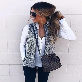 

Women Solid Autumn Winter Faux Fur Warmer Vest Waistcoat Gilet Sleeveless Jacket Coat Outwear HOT