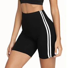 Женские облегающие байкерские шорты для йоги для фитнеса, контрастные полосатые шорты для велоспорта, спортивная одежда для активного отдыха, Летние черные шорты для фитнеса, ZF189