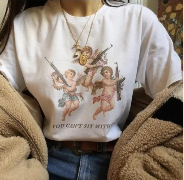 

Fashion Casual Couple T Shirt Angel Baby Sexy Girl Street t-shirt S-3XL Plus Size Woman Tee Tops Casual Female T-shirts G0619