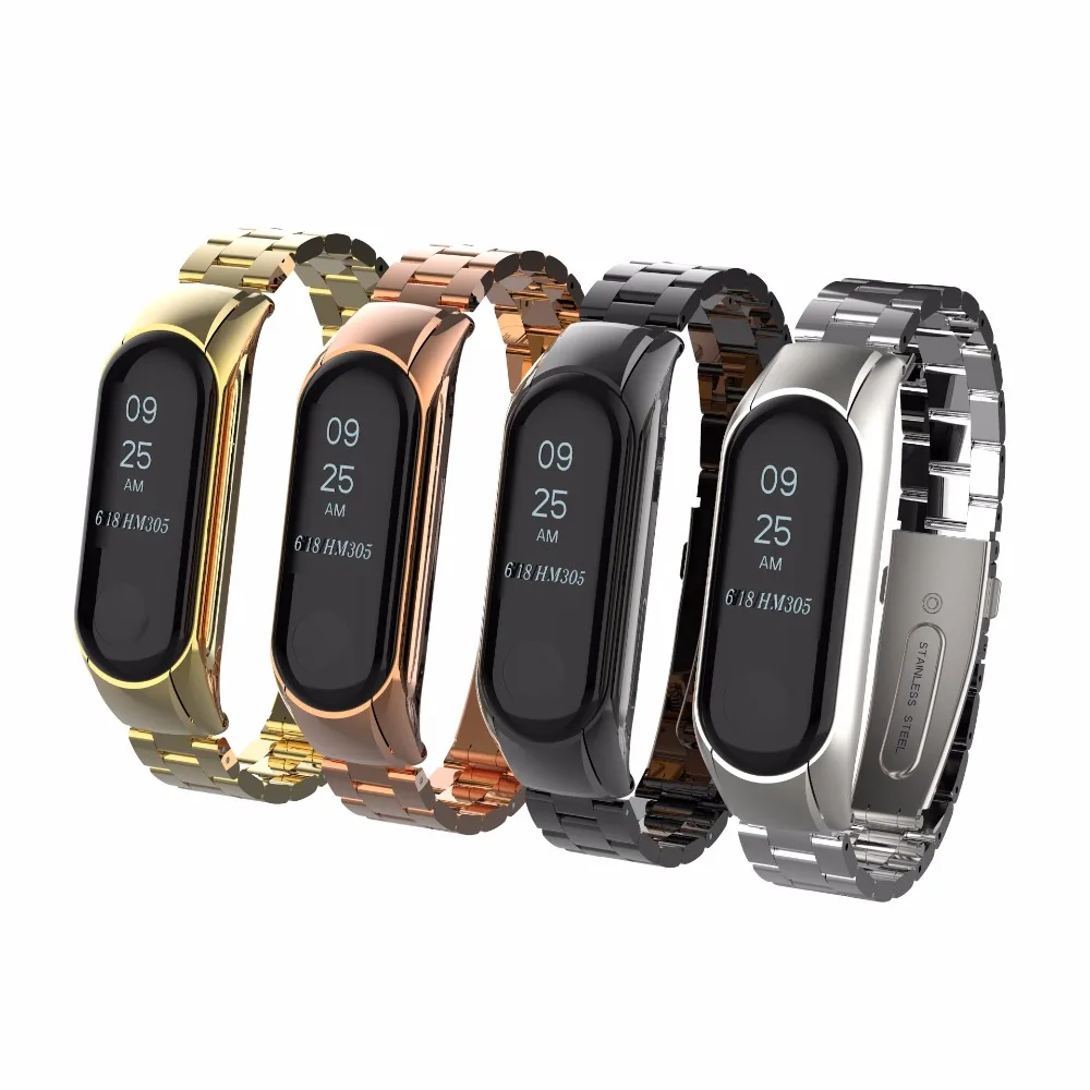 Металлический ремешок из нержавеющей стали для Xiaomi mi band 3 4 Классический сменный