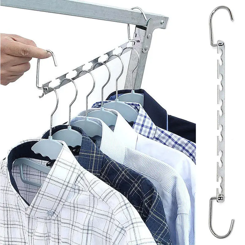 

2pcs Multifunction Laundry Organization Drying Racks Wardrobe Space Saver Saving Metal Magic Hanger Clothes Closet Hook Racks