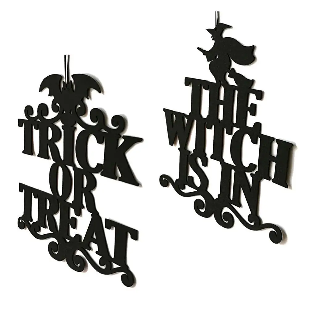 

Non-Woven Trick Or Treat Witch Bat Pendant Garland Halloween Hanging Door Decorations and Wall Signs Halloween Party Decorations