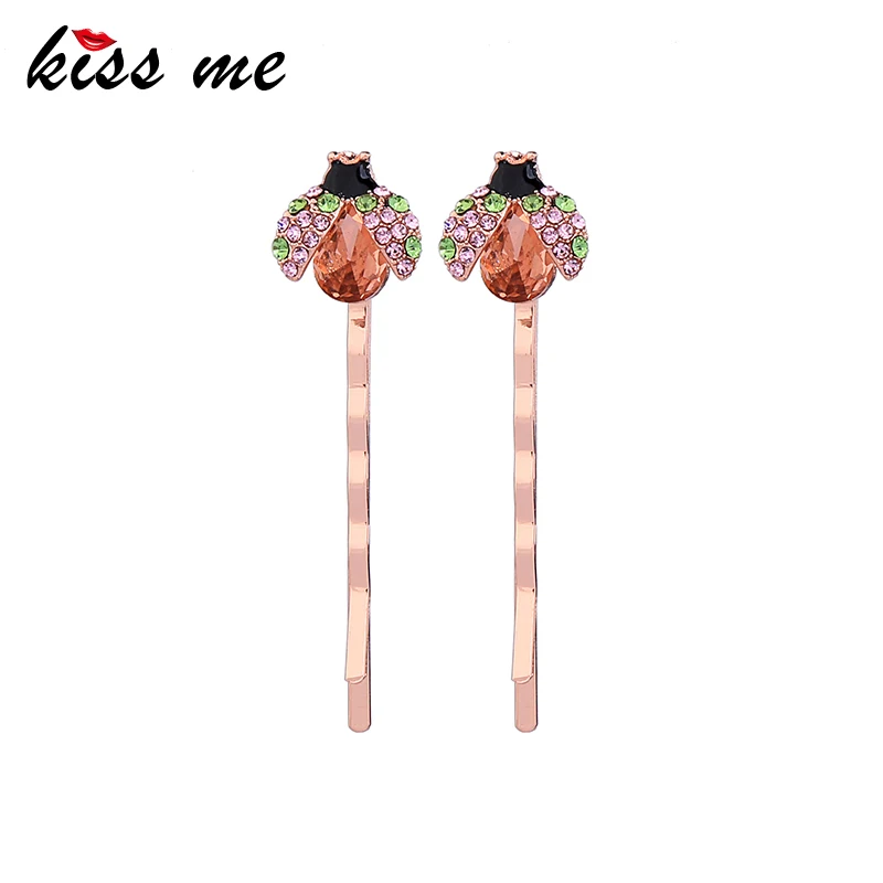KISS ME изысканные цветные эмалированные насекомые-заколки с кристаллами для женщин и девочек вечерние подарки цвета розового золота модные ювелирные аксессуары
