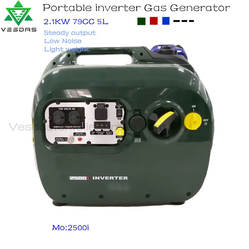 

2100W 79cc 5L 120V/230V Large Capacity Steady Output Low Noise Light Weight Easy Operation Small Portable Inverter Gas Generator