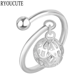 

New Arrivals 925 Sterling Silver Hollow Ball Rings for Women Adjustable Open Rings Fashion Jewelry