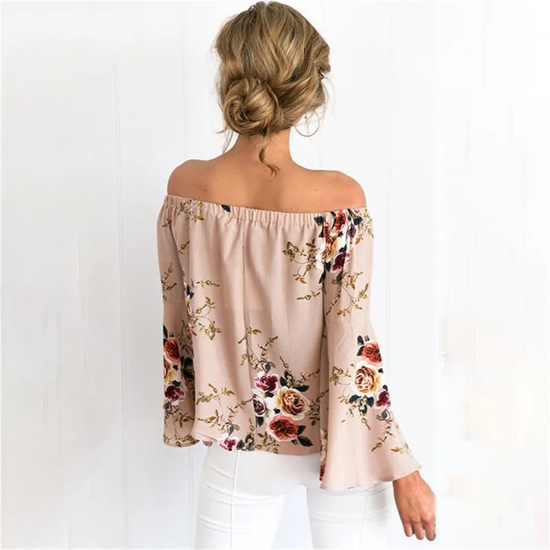 Weljuber Women Off Shoulder Bohemia Blouse 2018 Summer Beach Blouse Sexy Women Boho Tops and Blouse Ladies Shirt Hot Sell