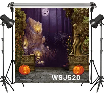 

LB Polyester & Vinyl Halloween pumpkin lantern Night Forest Backdrops Background For Photography Studio Backdrop Photo Props