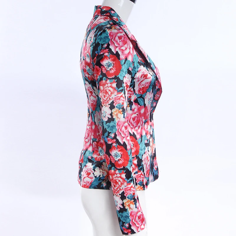 Womens Floral Long Sleeve Coat V Neck Short Outwear Overcoat Jacket Casual Party