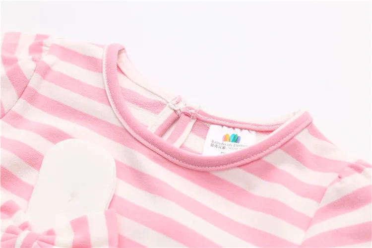 Kids Tops 2018 Fashion Spring Autumn Long Sleeve O-Neck Cute Rabbit Bow Striped Patchwork Baby Tees Little Child Girls T Shirts (10)