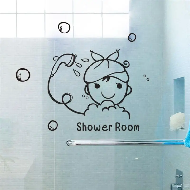 Cute Girl Shower Room Wall Stickers Bathroom Decoration Diy Adesivos De