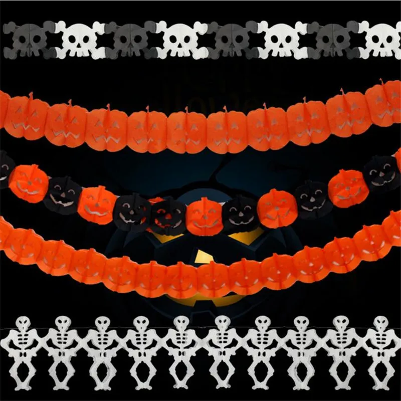 

Pumpkin Bat Spider Skull Shape paper Chain banner garland 3M halloween party decoration holloween supplies