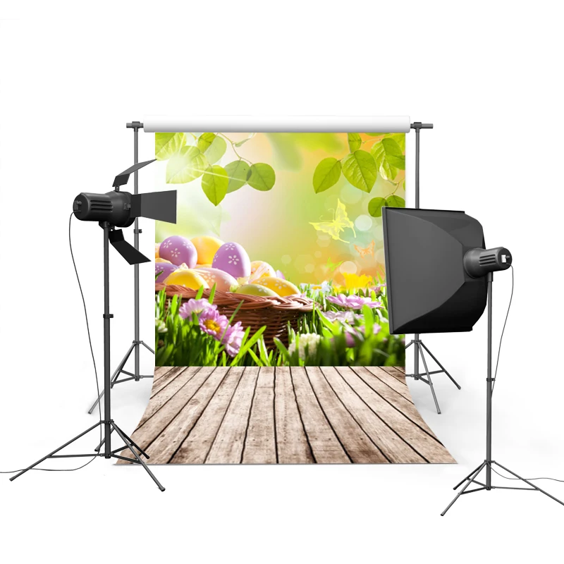 

1.5MX2.2M Easter photography backdrops vinyl cloth background digital printed with muiti-colored eggs and flowers GE-050