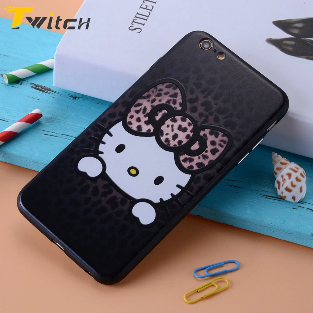 Дергаться Hello Kitty чехол для телефона iPhone 6 случай милый пластиковый Симпатичные