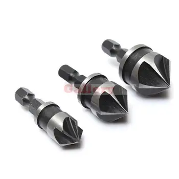 

3 Pcs 12mm 16 Mm 19 Countersink Bore Set 1/4 Inch Hex Chamfer 5 Flute Quick Change Bits Drill 1 Drill Bit Drill Bit Set