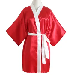 Сексуальная Косметическая одежда кимоно для ванной платье новый для женщин глубокий v-образная Пижама домашнее невесты свадебное