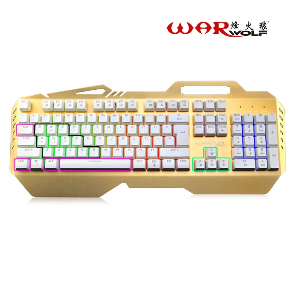 

Wired Mechanical Keyboard 104 Keys Gaming For Computer Games Mechanical Feel With 7 Colorful Rainbow Backlight