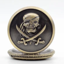 Бронзовые кварцевые карманные часы Пираты Карибы ностальгические ретро ожерелье цепочка подарки для мужчин и женщин Regarder P229