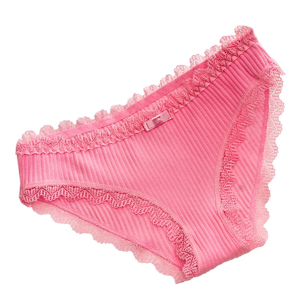 Женское нижнее белье из хлопка, удобные летние повседневные Сексуальные трусы для девочек, трусы с кружевным краем, дышащие женские трусы - Цвет: Pink